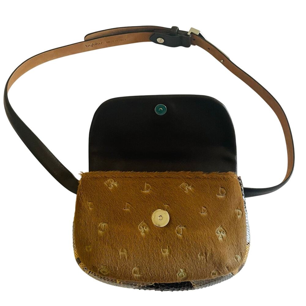 Y2K Byblos Belt Bag Haircalf Leather Snakeskin Print Flap Vintage Designer Italy - Picture 13 of 16